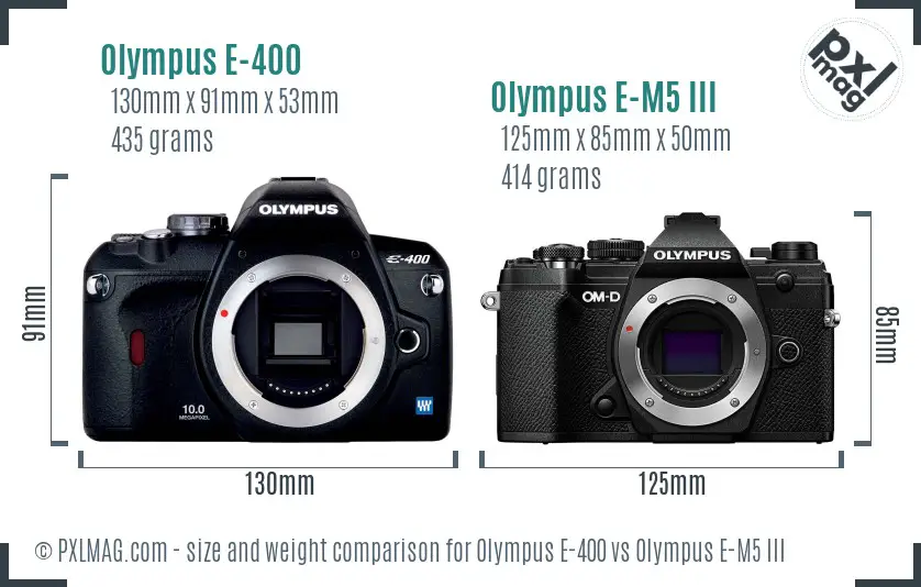 Olympus E-400 vs Olympus E-M5 III size comparison