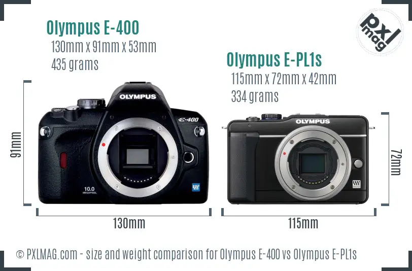 Olympus E-400 vs Olympus E-PL1s size comparison