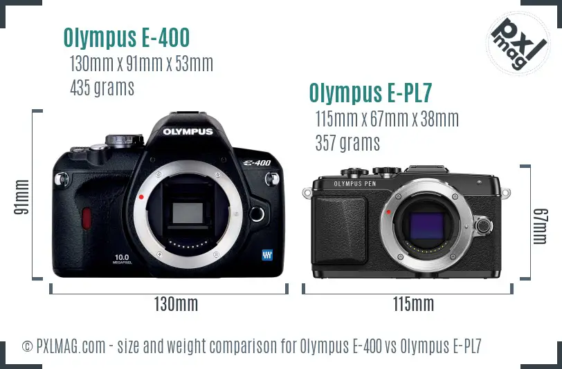 Olympus E-400 vs Olympus E-PL7 size comparison