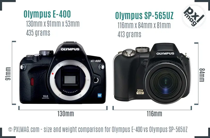 Olympus E-400 vs Olympus SP-565UZ size comparison