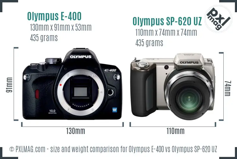 Olympus E-400 vs Olympus SP-620 UZ size comparison