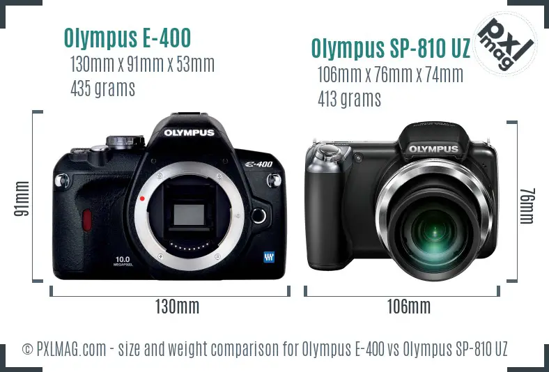 Olympus E-400 vs Olympus SP-810 UZ size comparison