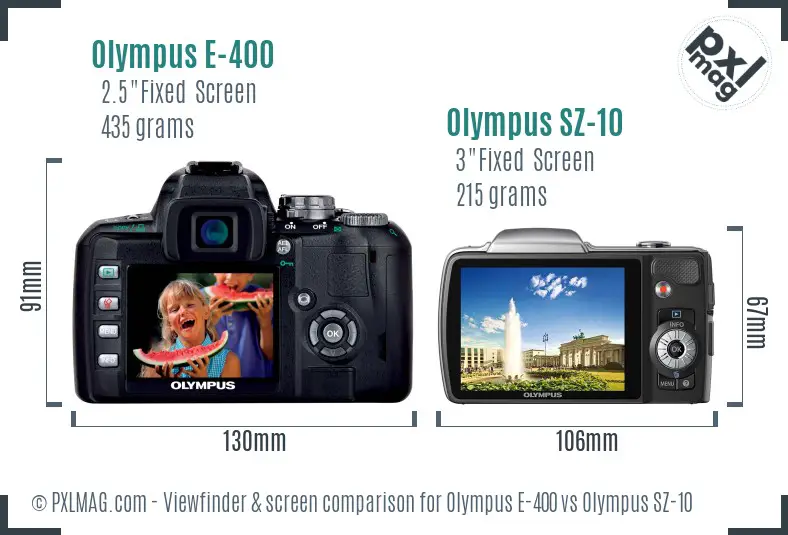 Olympus E-400 vs Olympus SZ-10 Screen and Viewfinder comparison