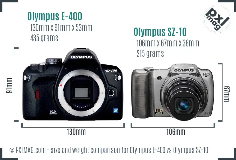 Olympus E-400 vs Olympus SZ-10 size comparison