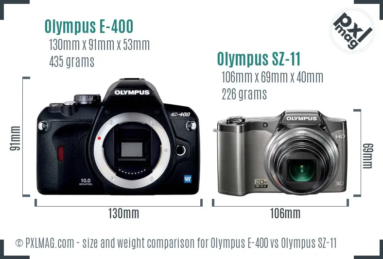 Olympus E-400 vs Olympus SZ-11 size comparison