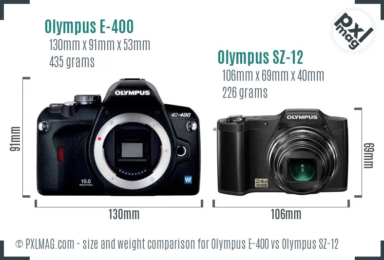 Olympus E-400 vs Olympus SZ-12 size comparison