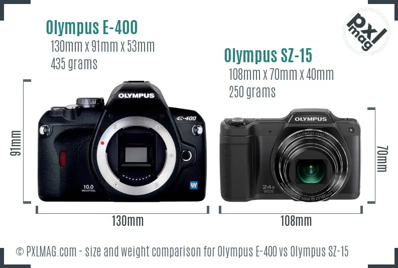 Olympus E-400 vs Olympus SZ-15 size comparison