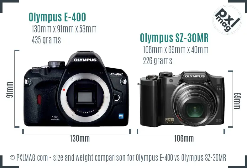 Olympus E-400 vs Olympus SZ-30MR size comparison