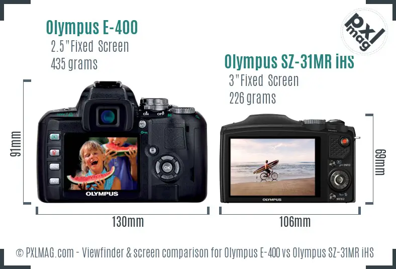 Olympus E-400 vs Olympus SZ-31MR iHS Screen and Viewfinder comparison