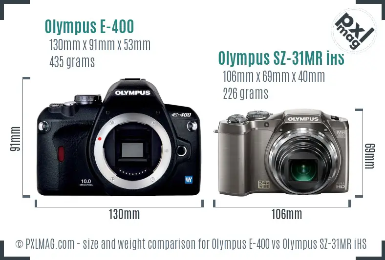 Olympus E-400 vs Olympus SZ-31MR iHS size comparison