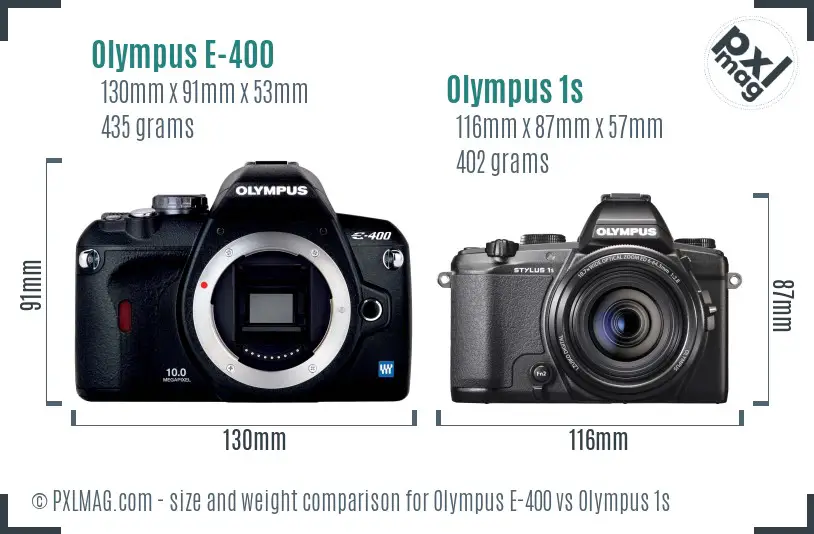 Olympus E-400 vs Olympus 1s size comparison