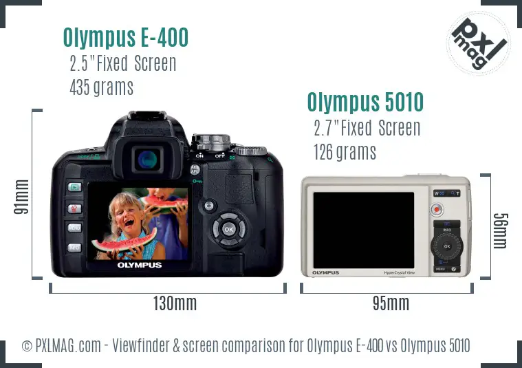 Olympus E-400 vs Olympus 5010 Screen and Viewfinder comparison
