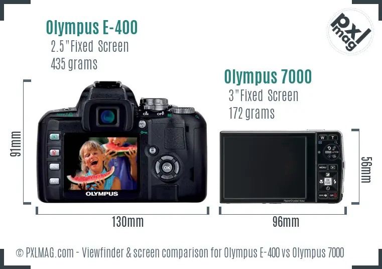 Olympus E-400 vs Olympus 7000 Screen and Viewfinder comparison