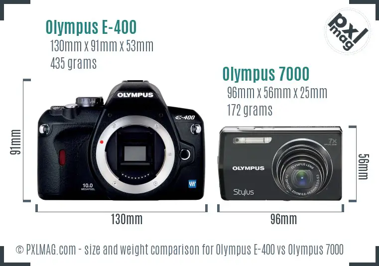 Olympus E-400 vs Olympus 7000 size comparison