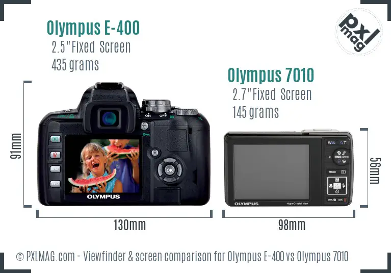 Olympus E-400 vs Olympus 7010 Screen and Viewfinder comparison