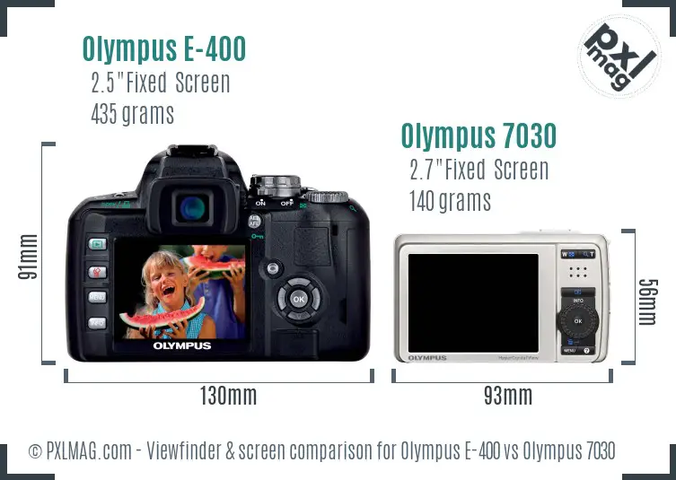 Olympus E-400 vs Olympus 7030 Screen and Viewfinder comparison