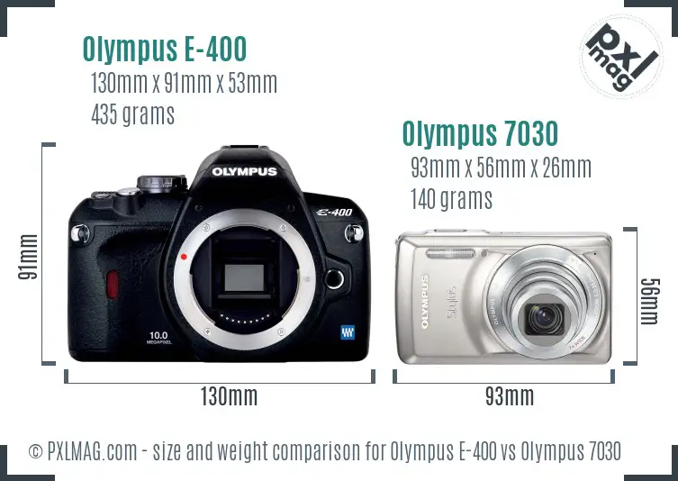 Olympus E-400 vs Olympus 7030 size comparison