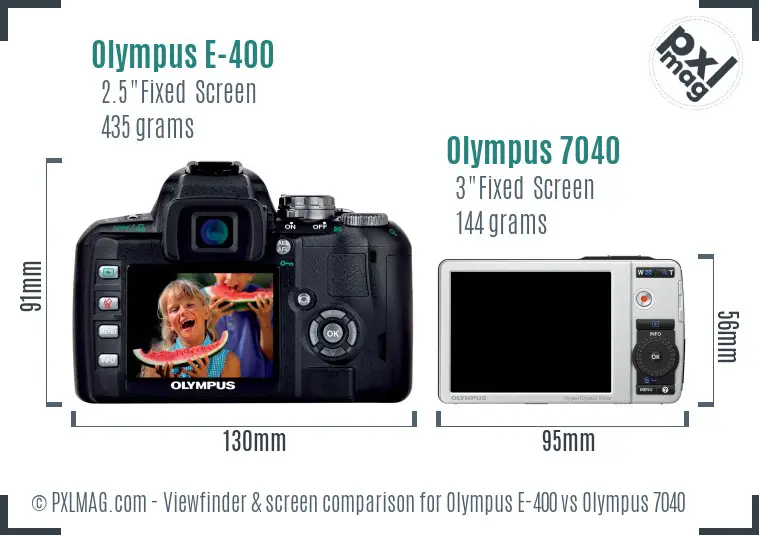 Olympus E-400 vs Olympus 7040 Screen and Viewfinder comparison