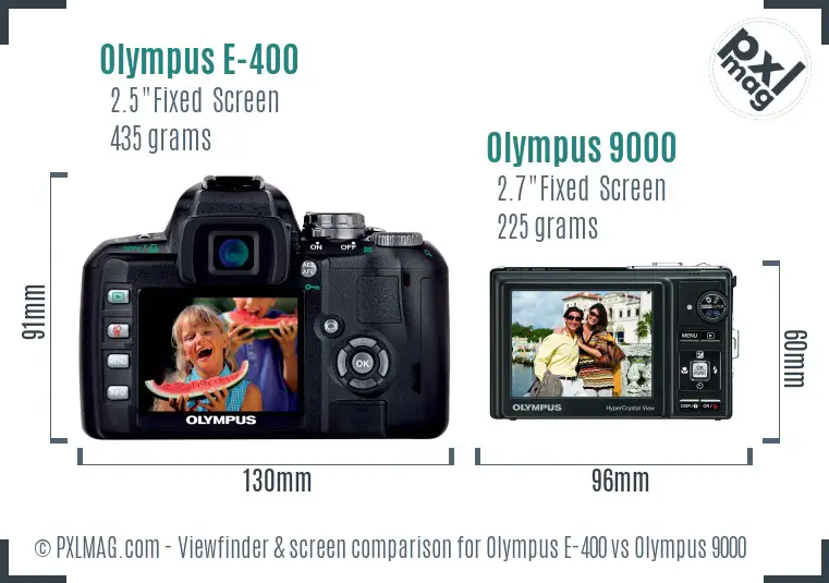 Olympus E-400 vs Olympus 9000 Screen and Viewfinder comparison