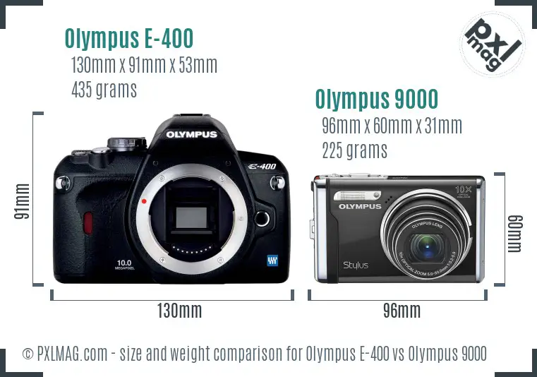 Olympus E-400 vs Olympus 9000 size comparison