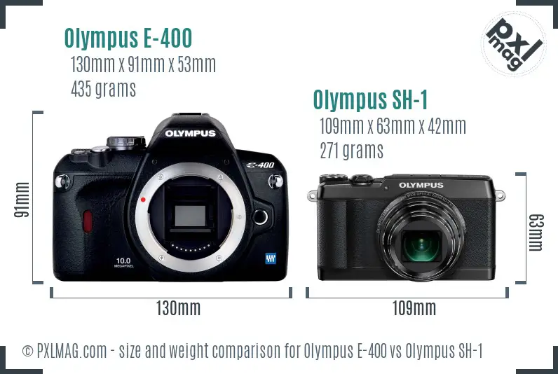 Olympus E-400 vs Olympus SH-1 size comparison