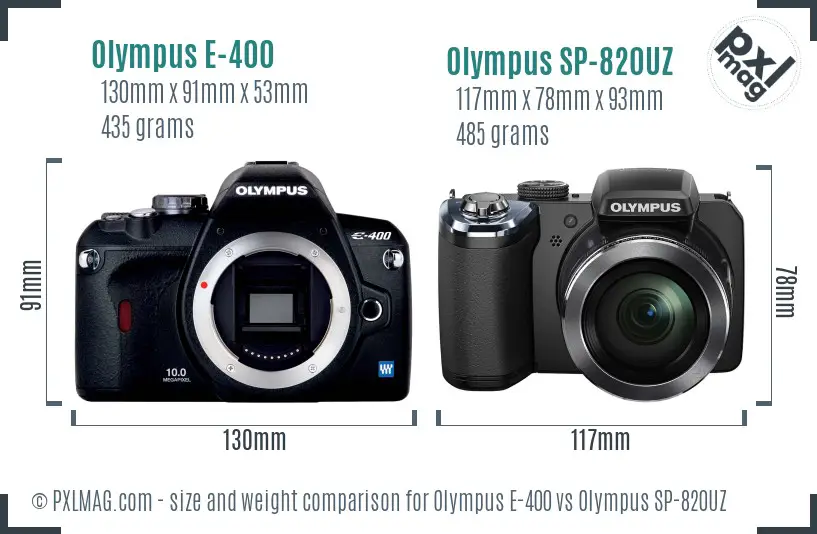Olympus E-400 vs Olympus SP-820UZ size comparison