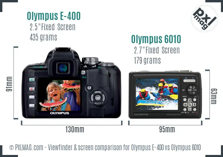 Olympus E-400 vs Olympus 6010 Screen and Viewfinder comparison