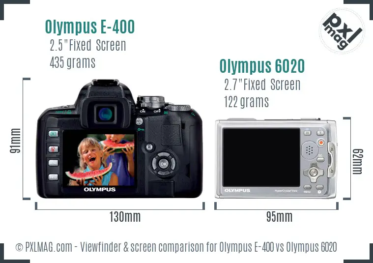 Olympus E-400 vs Olympus 6020 Screen and Viewfinder comparison