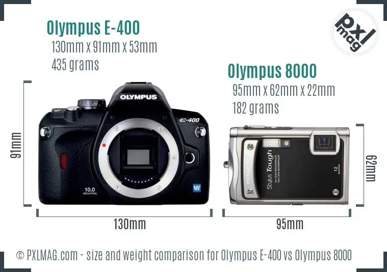 Olympus E-400 vs Olympus 8000 size comparison