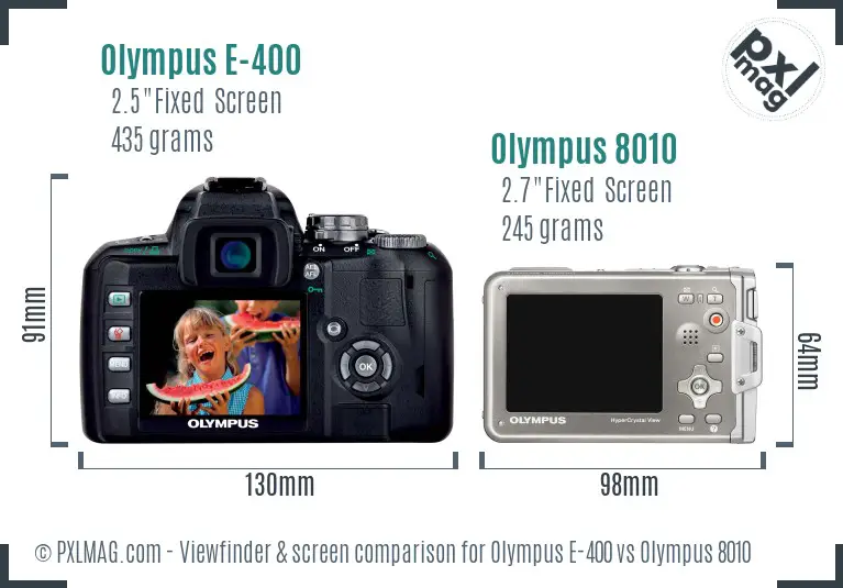 Olympus E-400 vs Olympus 8010 Screen and Viewfinder comparison