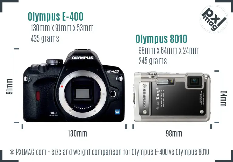 Olympus E-400 vs Olympus 8010 size comparison