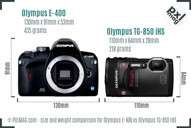 Olympus E-400 vs Olympus TG-850 iHS size comparison
