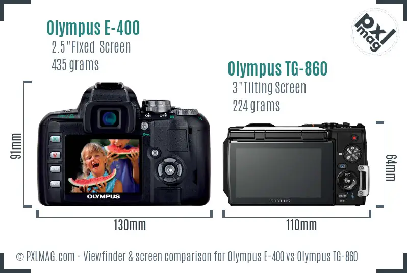 Olympus E-400 vs Olympus TG-860 Screen and Viewfinder comparison