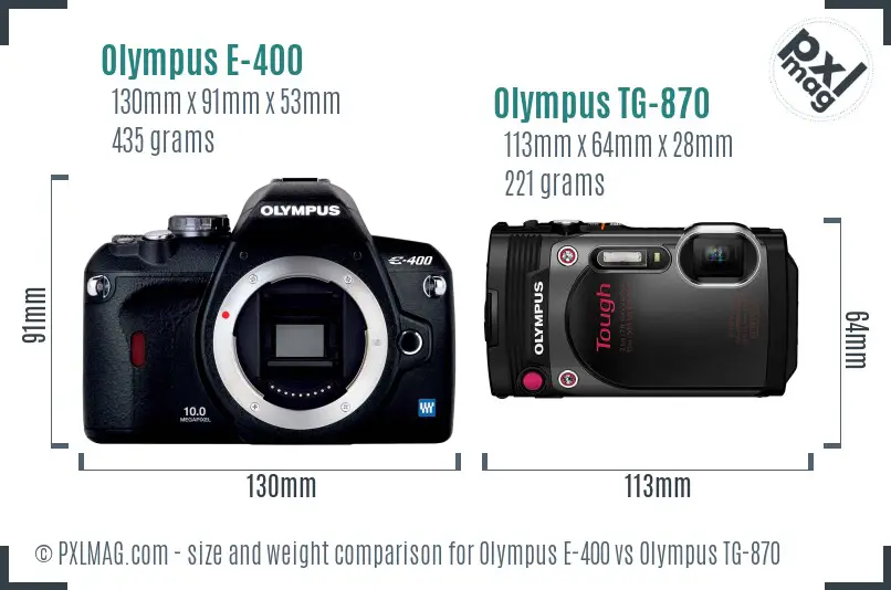 Olympus E-400 vs Olympus TG-870 size comparison