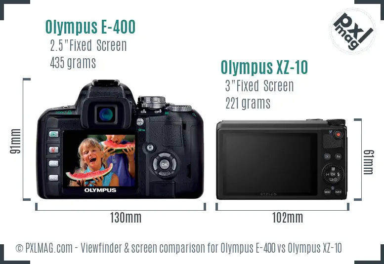 Olympus E-400 vs Olympus XZ-10 Screen and Viewfinder comparison