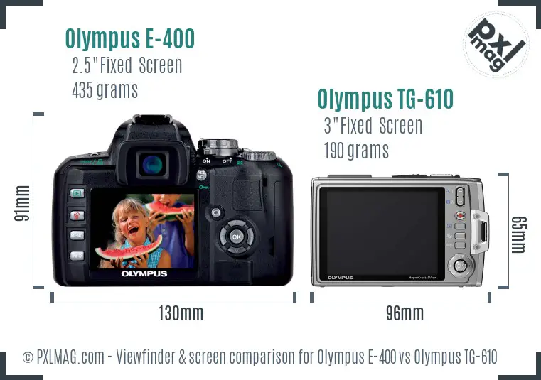 Olympus E-400 vs Olympus TG-610 Screen and Viewfinder comparison