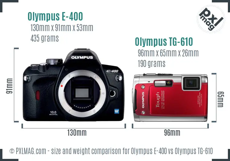 Olympus E-400 vs Olympus TG-610 size comparison