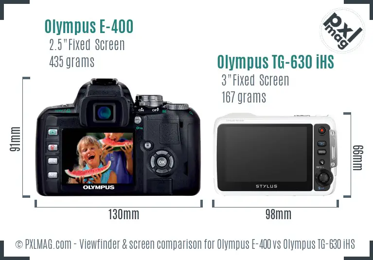 Olympus E-400 vs Olympus TG-630 iHS Screen and Viewfinder comparison