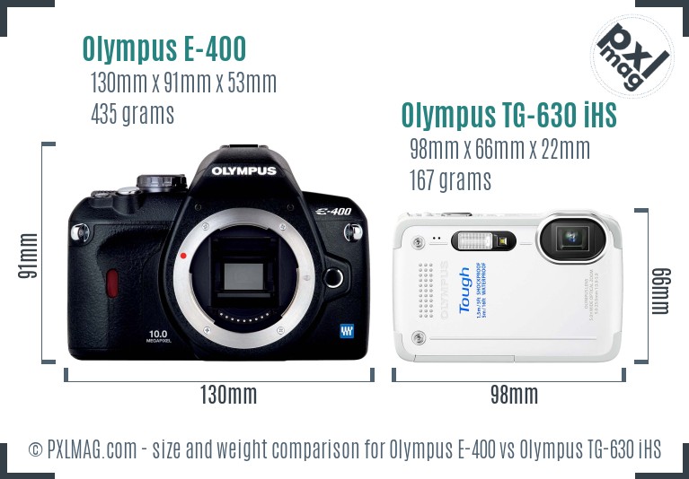 Olympus E-400 vs Olympus TG-630 iHS size comparison