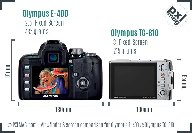 Olympus E-400 vs Olympus TG-810 Screen and Viewfinder comparison