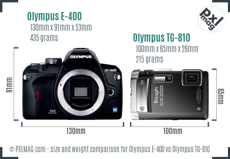 Olympus E-400 vs Olympus TG-810 size comparison