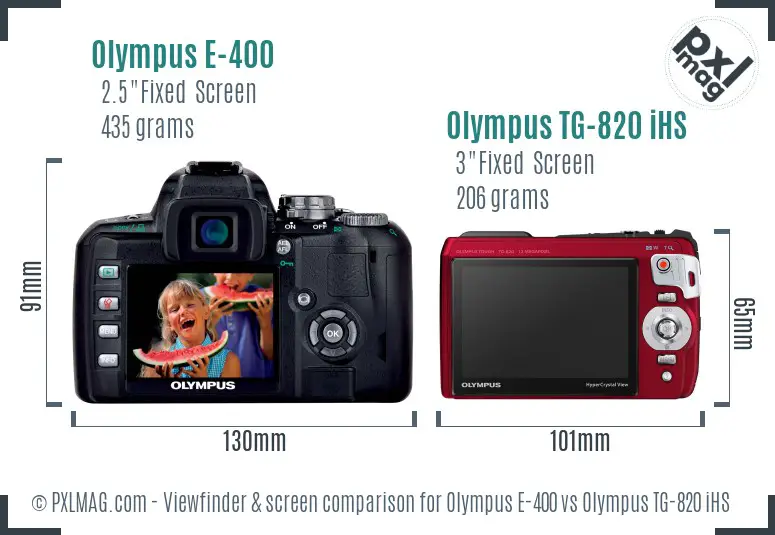 Olympus E-400 vs Olympus TG-820 iHS Screen and Viewfinder comparison