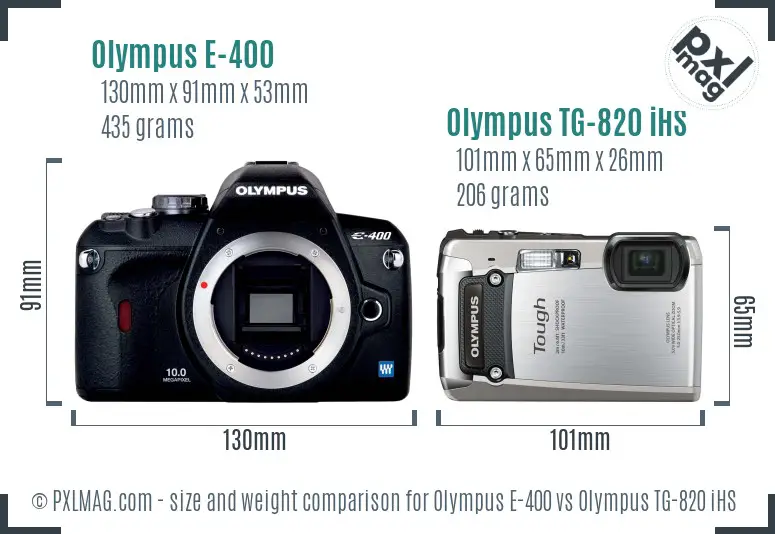 Olympus E-400 vs Olympus TG-820 iHS size comparison