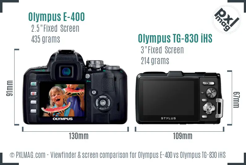 Olympus E-400 vs Olympus TG-830 iHS Screen and Viewfinder comparison
