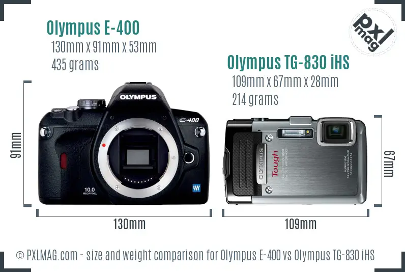 Olympus E-400 vs Olympus TG-830 iHS size comparison