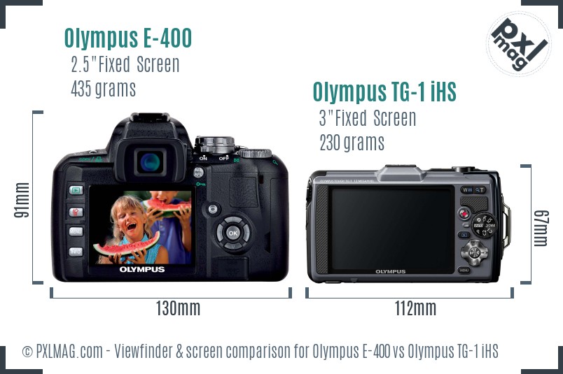 Olympus E-400 vs Olympus TG-1 iHS Screen and Viewfinder comparison