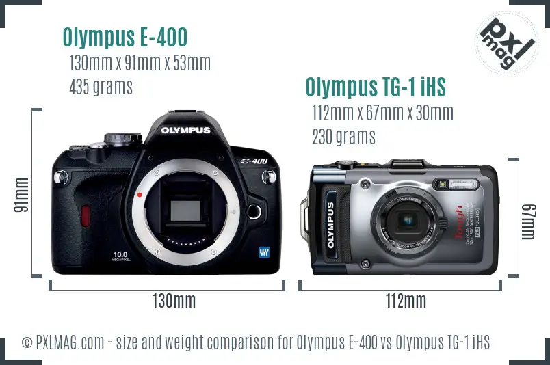 Olympus E-400 vs Olympus TG-1 iHS size comparison