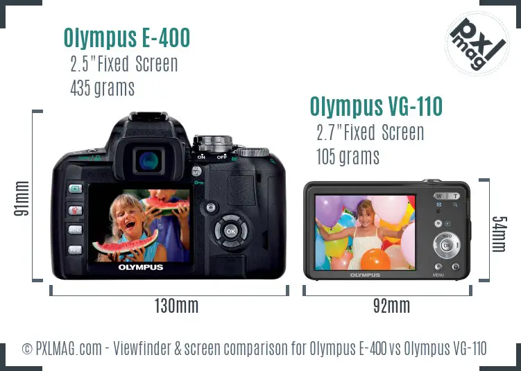 Olympus E-400 vs Olympus VG-110 Screen and Viewfinder comparison