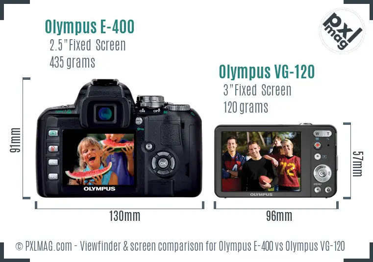Olympus E-400 vs Olympus VG-120 Screen and Viewfinder comparison