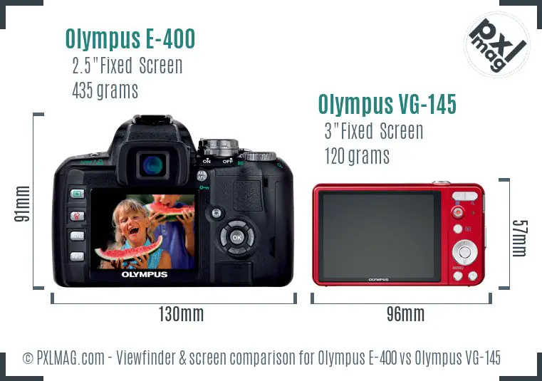 Olympus E-400 vs Olympus VG-145 Screen and Viewfinder comparison
